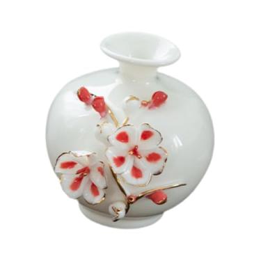 Imagem de IEUDNS Vaso de cerâmica para flores, vaso de porcelana, arranjo de flores, suporte para plantas, para mesa, estante, entrada, decoração de mesa, Vermelho