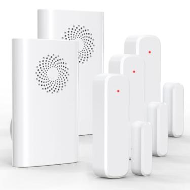 Imagem de Campainha de porta sem fio, campainha de porta AMHEY com 213,4 m Faixa de operação 51 campainhas 5 níveis de volume Alarme aberto de porta para empresas/escritório/casa/loja ao entrar (2 receptores +