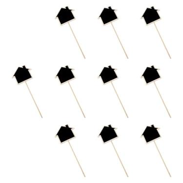 Imagem de IEUDNS Pequenos quadros-negros, placas, etiqueta de quadro-negro, 10x, placa de mesa versátil de madeira, placas de mesa de quadro-negro para eventos, festas, 8x7.5x11cm