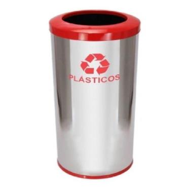 Imagem de Lixeira Em Aço Inox Com Aro Pintado 50L - JSN