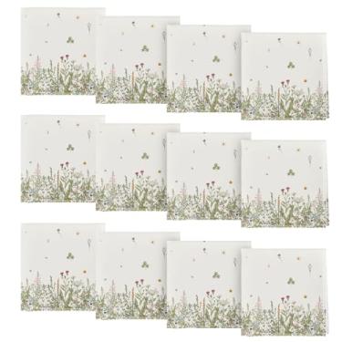 Imagem de Horaldaily Guardanapos De Pano Primavera Verão 18 X 18", Flores Silvestres Florais Festa Jantar Decoração Lavável Conjunto 12