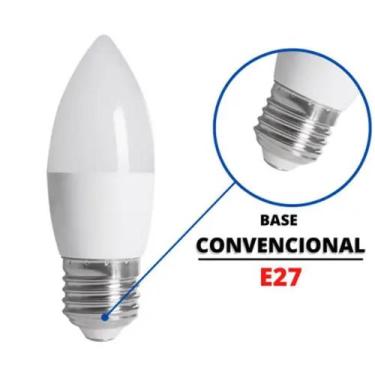 Imagem de Kit 3 Lâmpadas Vela LED Leitosa Soquete E27 4 Watts Branco Frio 6.500 
