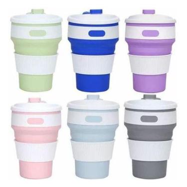 Imagem de 2 Copo Retrátil Silicone 350ml  P/entrega - Mr Vendas, Azul informar a
