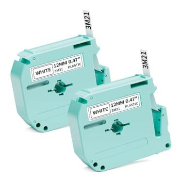 Imagem de Fita de etiqueta de substituição para Brother P Touch M Tape M231 MK231, compatível com Brother Ptouch PT-M95 PT-90 PT-70 PT-65 PT-85 Vixic M960 etiquetadora 12 mm 0,47 polegadas preto sobre branco 2