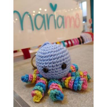 Imagem de Chaveiro polvinho amigurumi - MariaMô , azul claro/colorido 