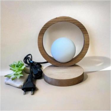 Imagem de Luminária com Globo de Vidro Malásia Madeira Natural - CASA H, Bivolt