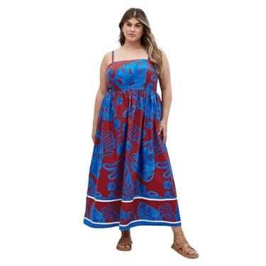 Imagem de City Chic Vestido feminino plus size - Giana Maxi, Borda azul Sevilha, 58
