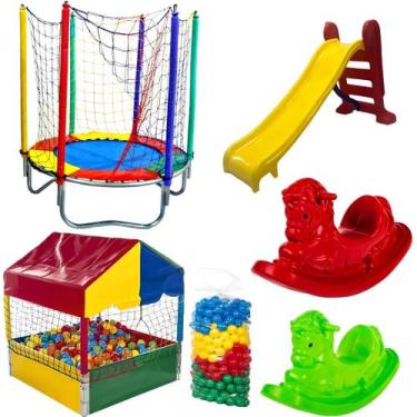 Imagem de Kit Cama Elástica 1,40m Piscina de Bolinhas 1,00m 500 Bolinhas Escorre