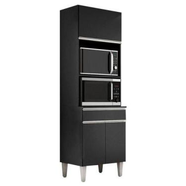 Imagem de Armário Paneleiro Torre Quente 2 Fornos Andréia Preto Fosco - Ajl - AJ
