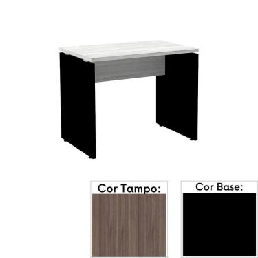 Imagem de Mesa de Escritório Pé Painel PE25 em MDP 150 x 60 cm Cor Walnut e Base Preta