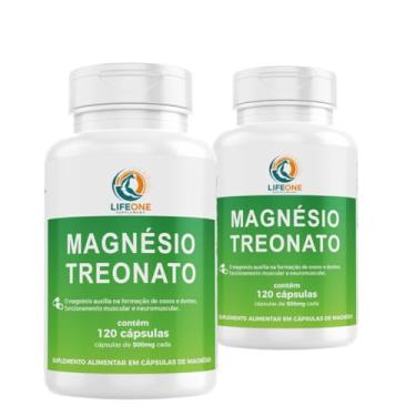 Imagem de Magnésio Treonato 500mg Life One 240 Cápsulas Kit 2 Unidades