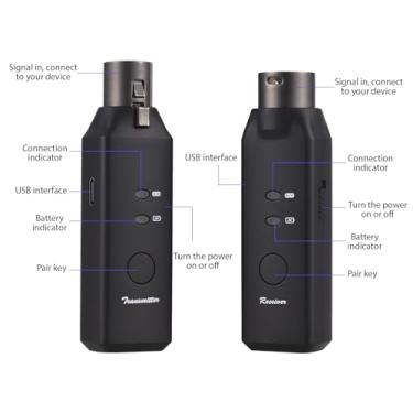 Imagem de M VAVE sem fio XLR de microfones Profissional de alta qualide transmissão de áudio canal dual transmissor receptor kit para apresentações ao vivo apresentações dinâmica