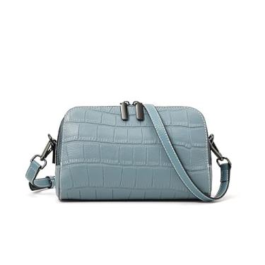 Imagem de AIDRANI Estampa de crocodilo de couro genuíno para mulheres, bolsa pequena de couro macio de verão, Azul