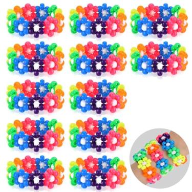 Imagem de Pulseiras de flores Kandi que brilham no escuro pulseiras elásticas para doces rave multicoloridas com contas de flor Kandi Cuff acessórios de rave joias música lembrancinha de festa para mulheres