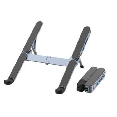 Imagem de Suporte Dobrável para Notebook com 3 Entradas USB 3.0 e Tipo C 6 Nívei