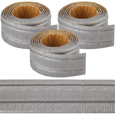 Imagem de CRASPIRE 271 × 3,38 cm 22,62 pés padrão de videira adesivo adesivo cinza acabamento de espuma flexível 3D papel de parede decorativo adesivo borda de parede rodapé espelho linhas hotel DIY decoração