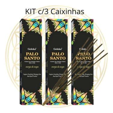 Imagem de KIT C/3 CX'S Incenso Goloka Indiano Vareta Linha BLACK, Palo Santo