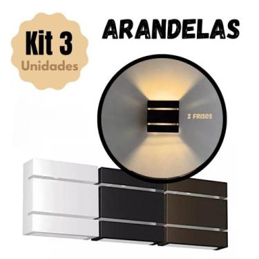 Imagem de Kit 3 Arandelas 2 Frisos  Facho Duplo Interno e Externo  Luminária de 