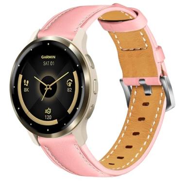 Imagem de Laband Pulseira de relógio de couro genuíno de 22 mm compatível com Garmin Vivoactive 4/Venu 3/Venu 2, pulseira esportiva macia de couro genuíno de liberação rápida para Forerunner 265/255/255 Music