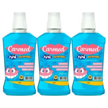 Imagem de Kit Enxaguante Bucal Carmed Fini Dentaduras Com 3 Unidades De 250ml Ca