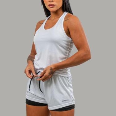 Imagem de Conjunto Academia Feminino Regata Nadador+Short 2em1 com Bermuda compr