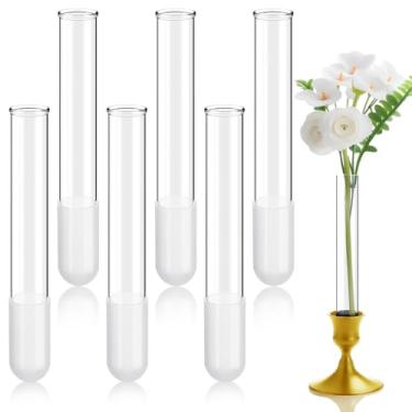 Imagem de Ninehaoou Pacote com 6 vasos cilíndricos de vidro, castiçal, castiçal, vaso de flores especialmente para castiçal, ajustável, projetado para castiçal cônico para paisagens de mesa, decoração de