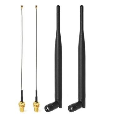 Imagem de Bingfu Antena macho IPEX WiFi RP-SMA 2,4 GHz 5,8 GHz com cabo fêmea U.FL MHF2 para RP-SMA cabo rabicho 6 polegadas para mini cartões WiFi PCIE, a maioria dos roteadores sem fio, PC desktop, câmera externa, grade Wi-Fi