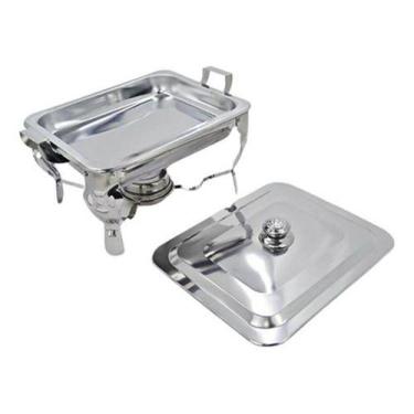 Imagem de Rechaud Retangular 2,5 L 34x29cm Pequeno de Inox Banho Maria - JMA Ino