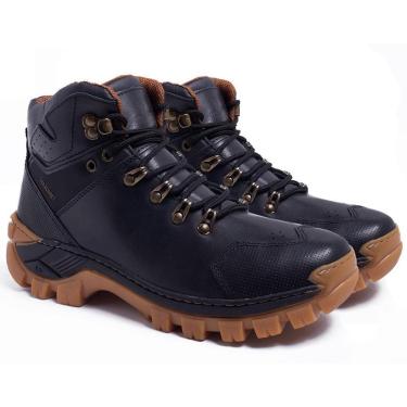 Imagem de Bota Masculina Couro Legítimo Adventure Cano Baixo Reforçada Para Trilhas Acampamento e Aventura-Masculino