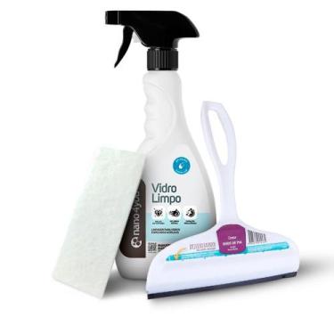 Imagem de KIT Limpador de Vidros Vidro Limpo 500ml e Rodo Multiuso nano4you HOME
