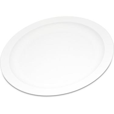 Imagem de Carlisle FoodService Products Prato de jantar de plástico reutilizável com aro estreito para casa e restaurante, melamina, 23 cm, branco (pacote com 48)