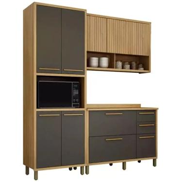 Imagem de Armário de Cozinha Torino 3 Peças 10 Portas 2 Gavetas Valdemóveis Cor Cinamomo Grafite
