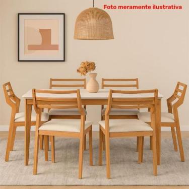 Imagem de Mesa de Jantar Baoba 1,80 com 6 Cadeiras Damasco Conforto e Sofisticaç