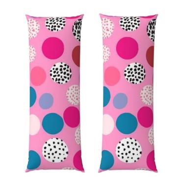 Imagem de Capa de travesseiro corporal com zíper oculto, fronha longa de microfibra macia e respirável para travesseiro corporal, capas de travesseiro de bolinhas rosa loucas para presente de dormir 50 x 137 cm