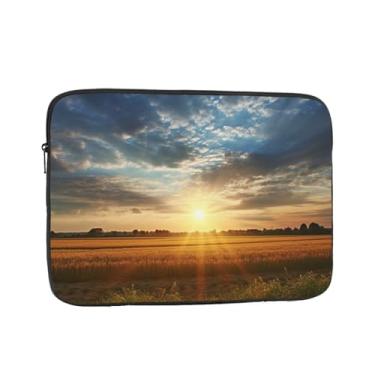 Imagem de Capa para laptop, campo nascer do sol, bolsa de transporte para computador, capa protetora para notebook de 12 polegadas