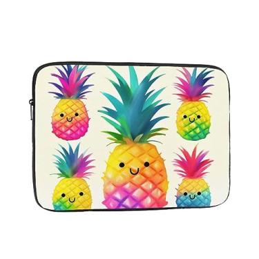 Imagem de Capa para laptop com desenho de abacaxi arco-íris de 12 polegadas à prova de choque, capa protetora para notebook resistente à água, bolsa de transporte para computador, pasta de negócios portátil