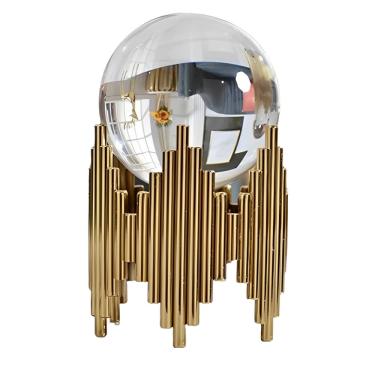 Imagem de Enfeite Escultura de Metal com Globo de Cristal Decorativa Elegante