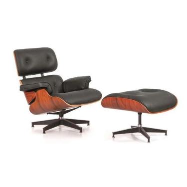 Imagem de Poltrona Charles Eames Com Puff - Couro Natural - Cor Preta - shopshop