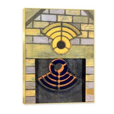 Imagem de NHLDZYH Moldura dourada. Arte de parede de pinturas famosas, (dois elementos) por Max Ernst, pôster impresso em tela, imagem de arte abstrata para sala de estar quarto decoração de casa. 50 x 70 cm