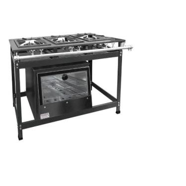Imagem de Fogão Industrial 3 Bocas Duplas 30x30 p5 com Forno Leona - Mr Fogões