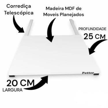 Imagem de Prateleira Móvel Com Corrediça telescópia em mdf - potterlbdecor, 20x2