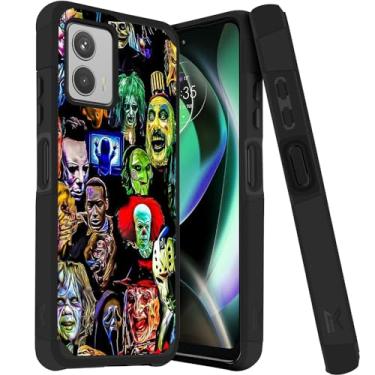 Imagem de Labelle Capa de celular com personagens de filmes de terror para Motorola Moto g 5G 2023, capa protetora híbrida à prova de choque de camada dupla de impacto robusta preta