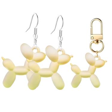 Imagem de 3 peças de brincos femininos com balão de gelatina kawaii, engraçado, chaveiro luminoso, balão brilhante, poodle, filhote, animal, brinco, acessórios para animais de estimação, joias, Medium, Liga de