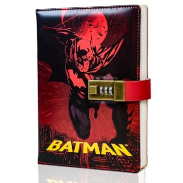 Imagem de Diário de super-herói com cadeado – Caderno de couro sintético inspirado em quadrinhos com cadeado 228 páginas – Organizador de agenda bloqueado para meninos, meninas, adolescentes, fãs, escola ou