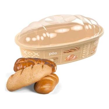 Imagem de Porta Pão Serve Pão Decorado Plasutil Com Tampa Sofisticado