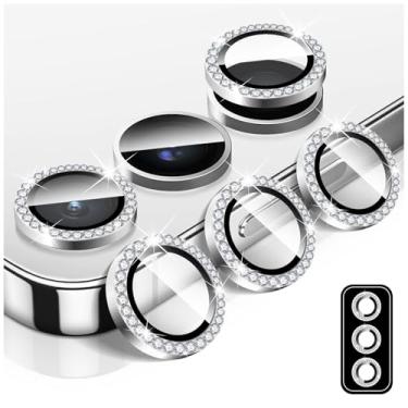Imagem de LucBuy Protetor de lente de câmera Diamond para Samsung Galaxy Z Flip 7, protetor de tela traseira de vidro temperado brilhante, anéis de proteção de metal de alumínio individuais, adesivos de filme