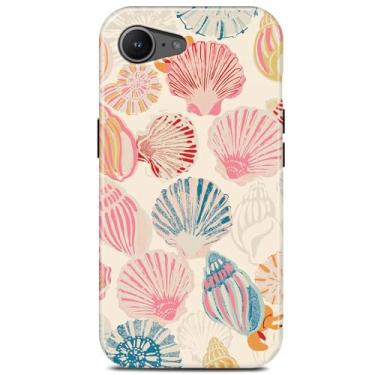 Imagem de Capa de telefone com arte de concha rosa fofa para iPhone 16e, compatível com Magsafe, moda oceano, verão, litoral, praia, estética, magnética, fina, à prova de choque, capa protetora feminina e