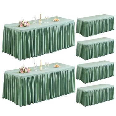 Imagem de Shillance Pacote com 6 roupas de mesa verde sálvia para mesas retangulares de 2,3 m, toalha de mesa retangular de poliéster premium, resistente a amassados, lavável para casamentos, festas, jantares