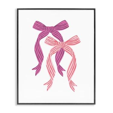 Imagem de Stupell Industries Design de arte giclée emoldurado preto magenta e vermelho com laço duplo por Krissy Mast, 35,5 x 28,5 cm