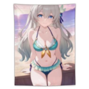 Imagem de LIEGBMEU Sexy Bikini Hot Anime Girl Tapeçaria 152.4 cm x 203.2 cm Interior Exterior Wall Quilt Art Decoração de Tapeçaria Caprichosa, AC099